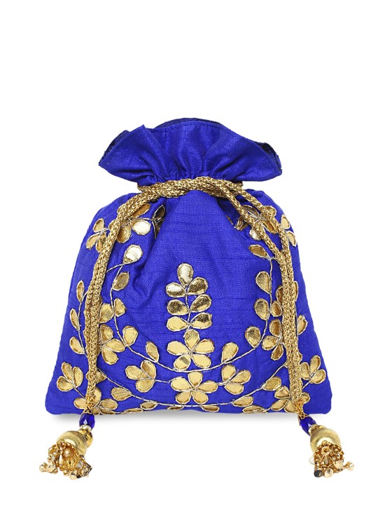 Blue Embroidered Potli