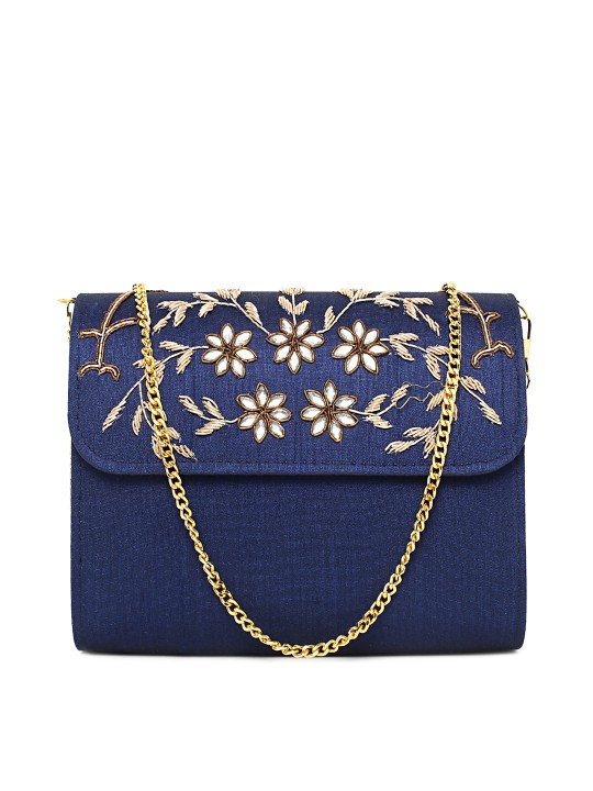 Blue Embellished Clutch