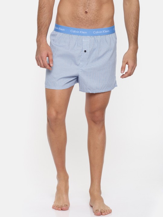 Calvin Klein Innerwear Blue Geometric Printed Slim Fit Boxers U1513D1Q0 S