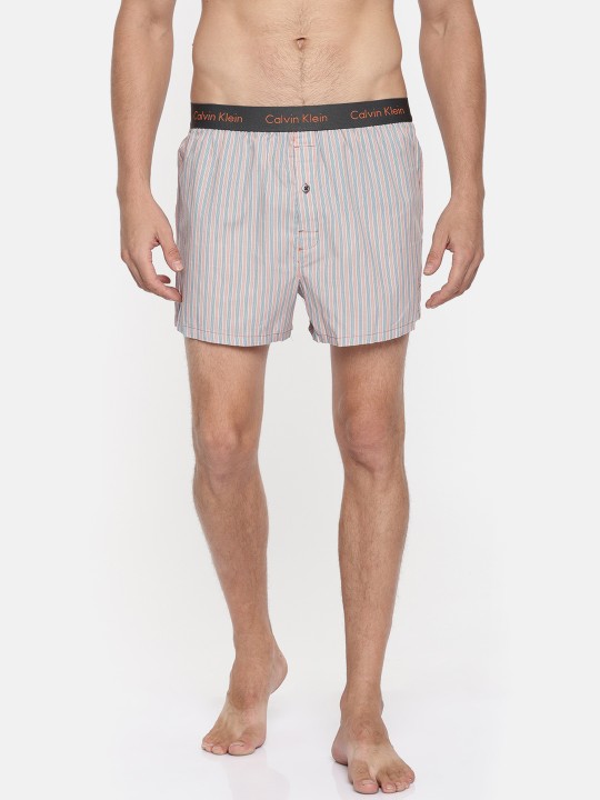 Calvin Klein Innerwear Blue & Pink Striped Slim Fit Boxers U15134MR S