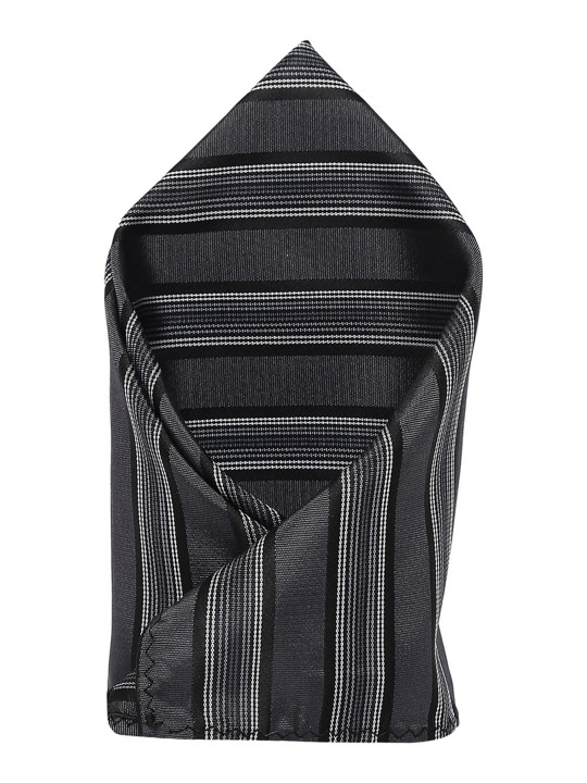 Alvaro Castagnino Men's Grey & Black Striped Pocket Square