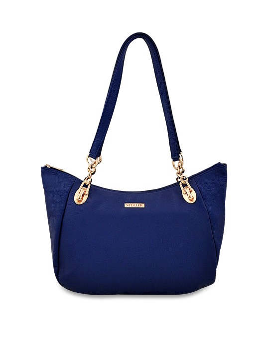 Blue Solid Handheld Bag