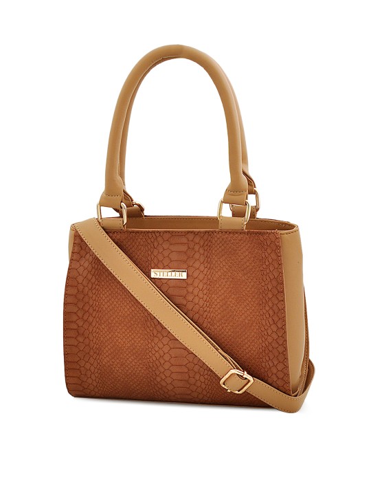Women Tan Textured Handheld Bag