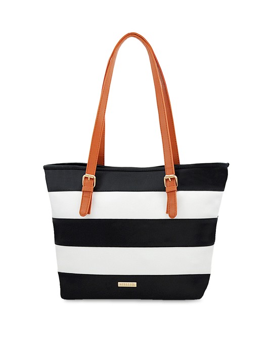 Black & White Striped Shoulder Bag