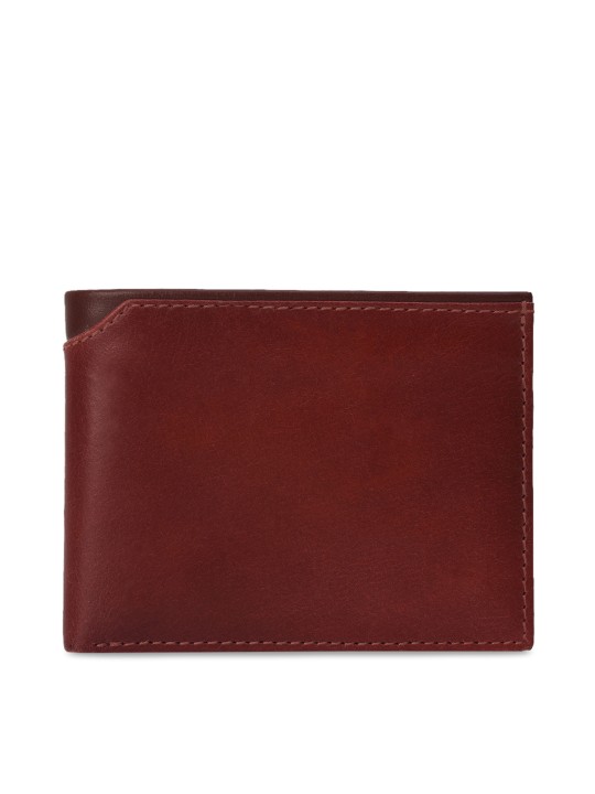 Men Maroon Solid Two Fold Genuine Leather Wallet