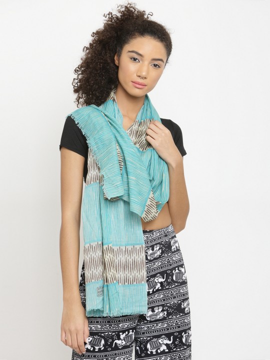 Women Sea Green Printed Stole