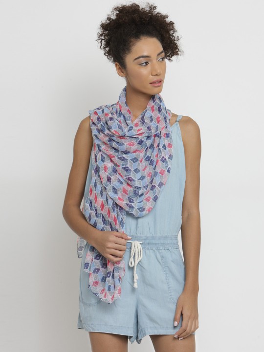 Women Red & Blue Printed Stole