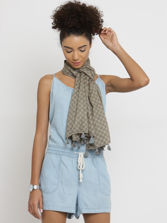 Women Taupe Printed Stole