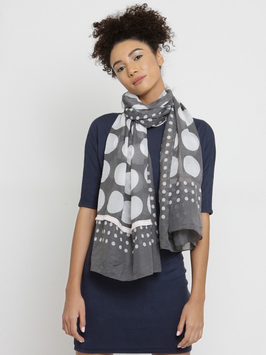 Women Grey Printed Stole
