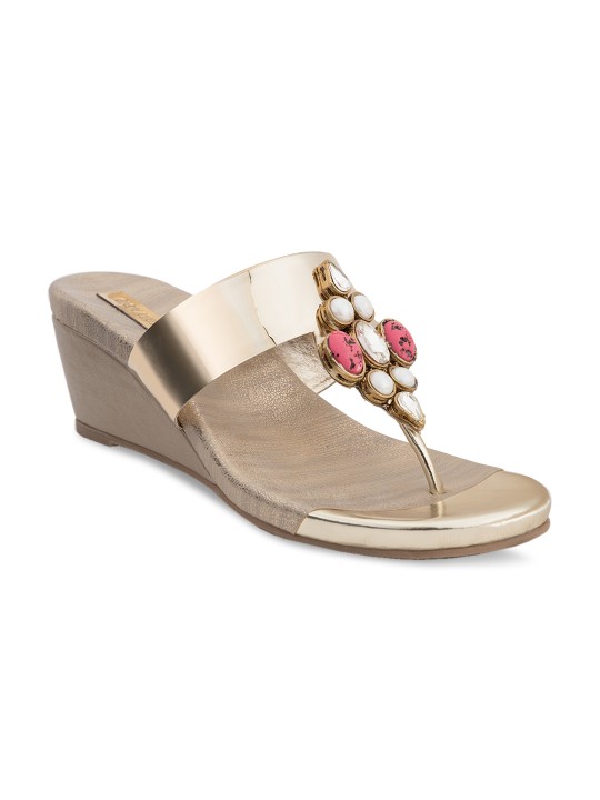 Women Gold-Toned Solid Sandals 35
