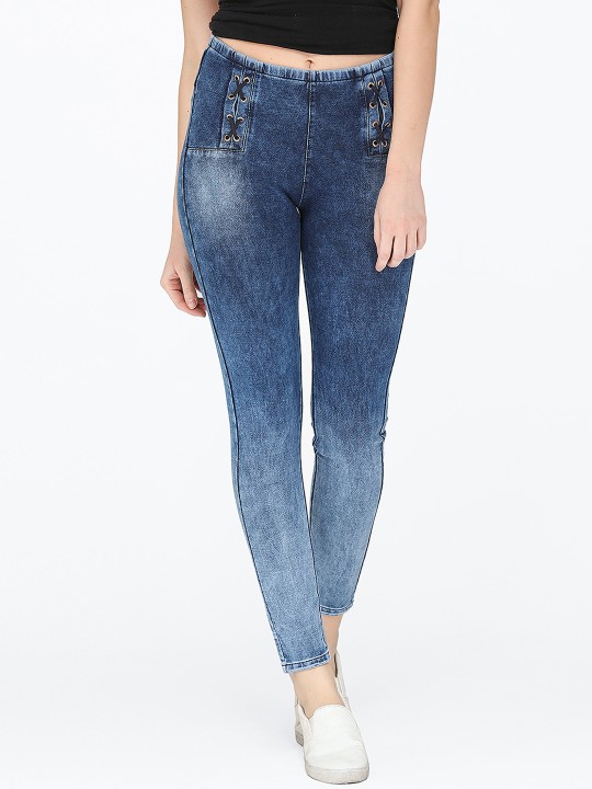 Women Blue Faded Denim Skinny Fit Jeggings 30