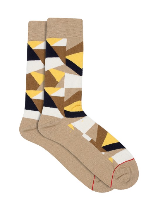 Men Beige Patterned Socks