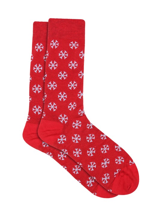 Men Red & White Patterned Socks