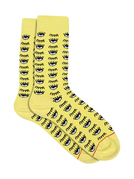 Men Yellow & Black Patterned Socks