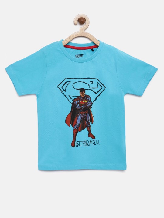 Boys Blue Superman Printed Round Neck T-shirt 2-3Y