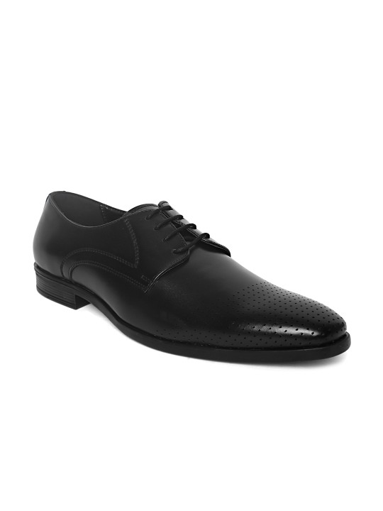 Men Black Formal Derbys with Perforated Detail 6