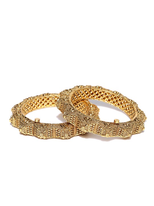 Set of 2 Gold-Toned Textured Bangles 2.4