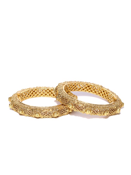 Set of 2 Gold-Toned Textured Bangles 2.4