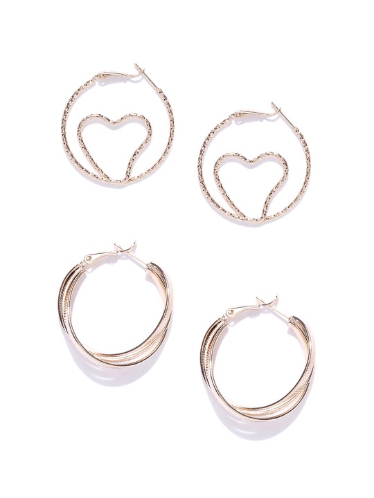 Set of 2 Gold-Plated Handcrafted Hoop Earrings