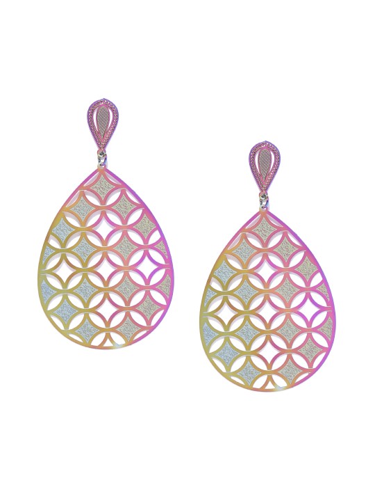 Blue & Magenta Handcrafted Teardrop Shaped Drop Earrings