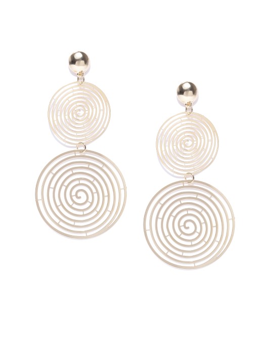 Gold-Plated Handcrafted Circular Drop Earrings