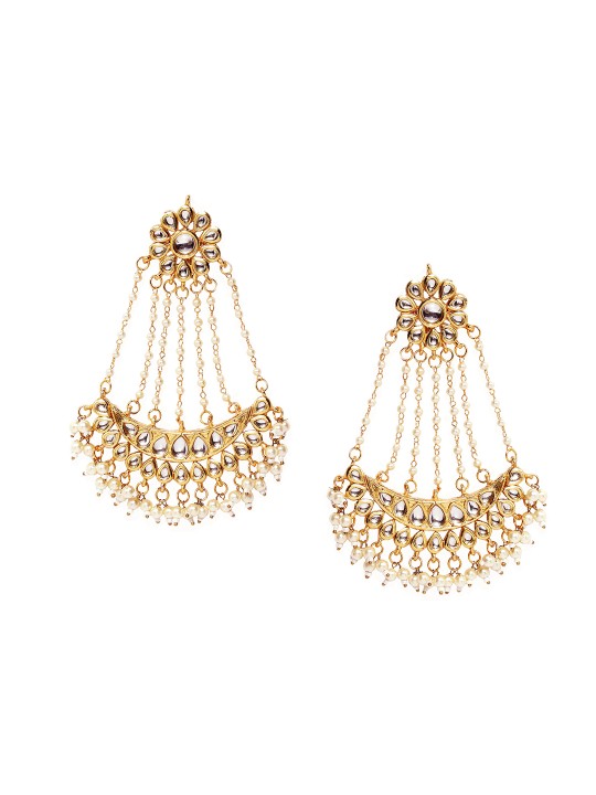 Gold-Plated Crescent Shaped Earrings with Passa