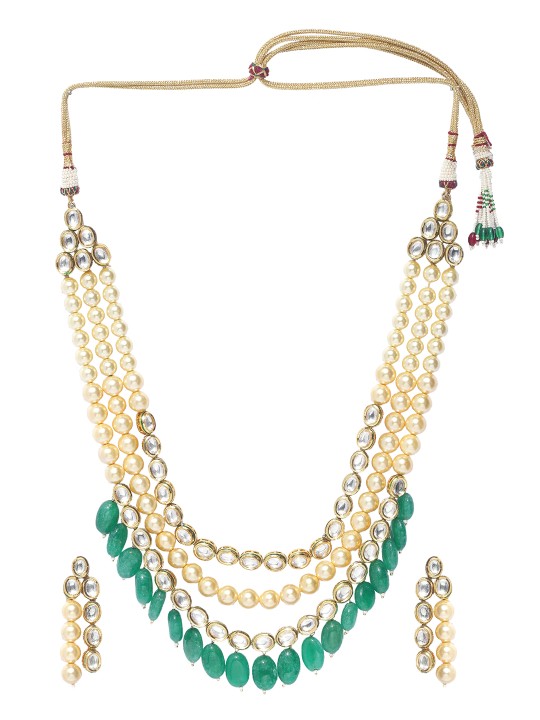 Gold-Plated Kundan Layered Necklace Set