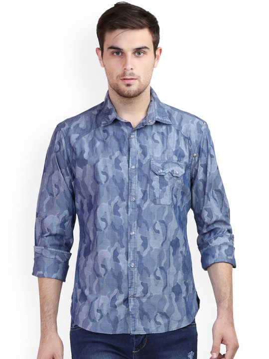 Men Blue Smart Slim Fit Printed Casual Shirt 40