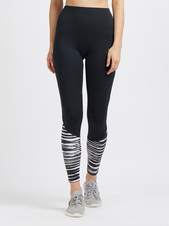 Women Black & White Printed Tights S