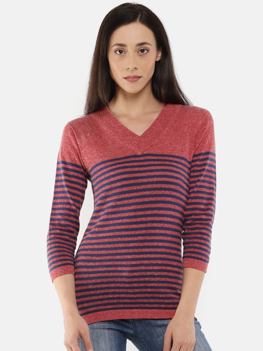 Women Navy Blue Striped Top