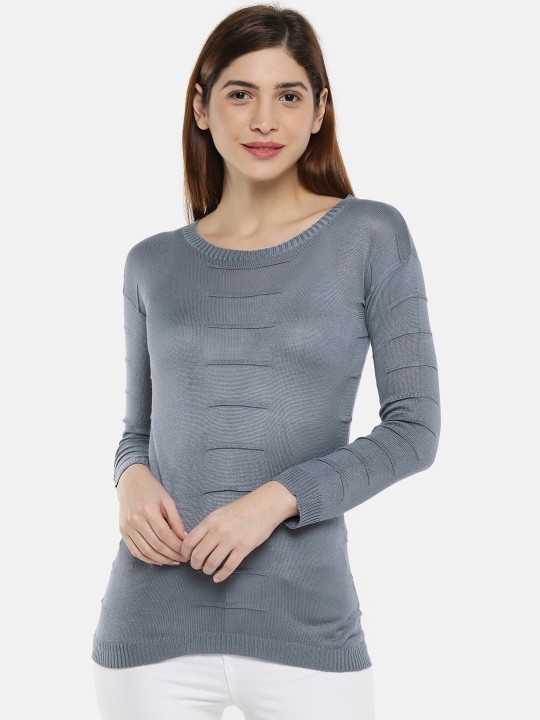 Women Blue Self-Design Top S