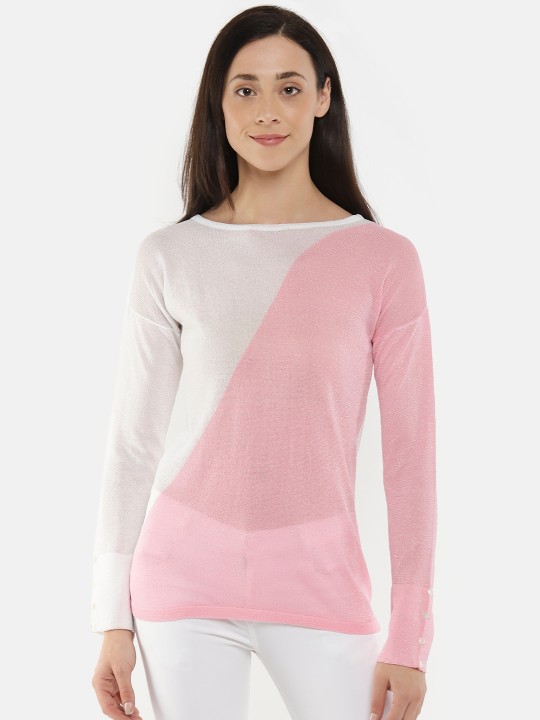 Women Pink Colourblocked Top S