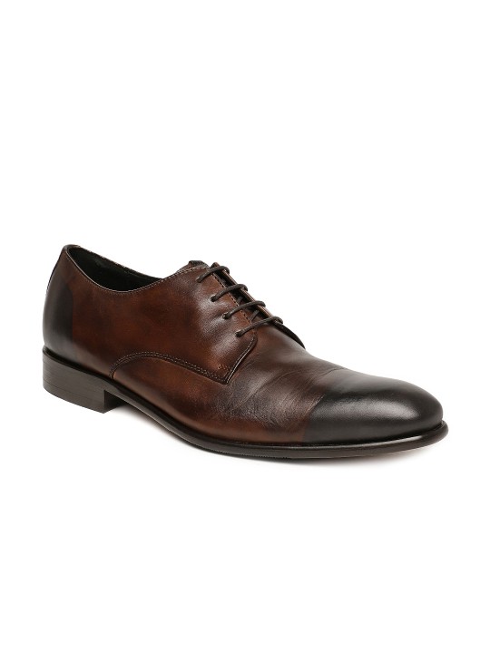 Men Brown Leather Derby Formal Shoes 5