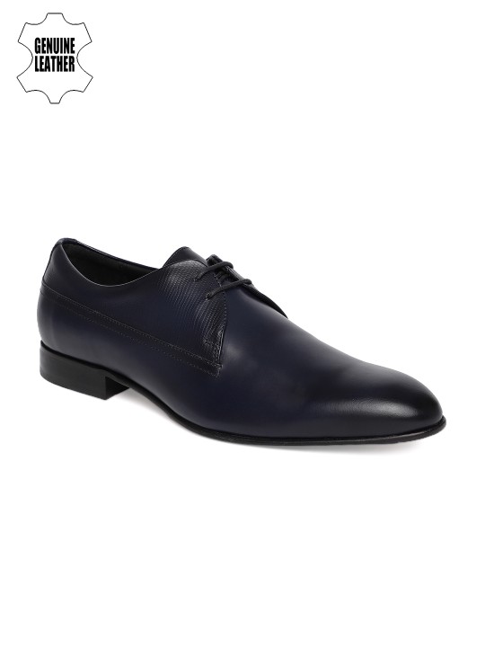 Men Navy Blue Genuine Leather Formal Shoes 9