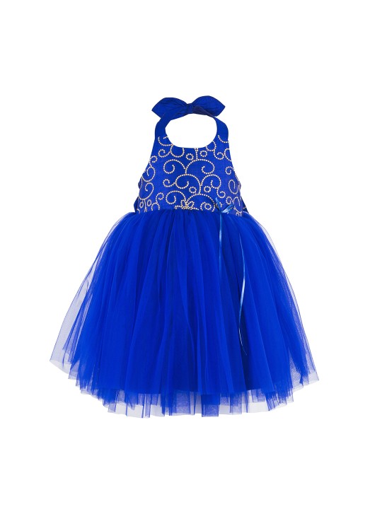 Girls Blue Embellished Fit and Flare Dress 2-3Y