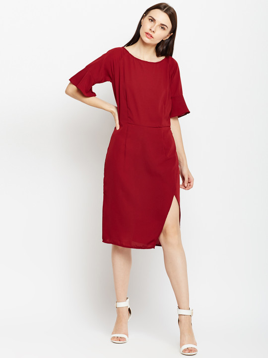 maroon fit and flare dress Maroon geo tribe fit & flare dress XS main image 1