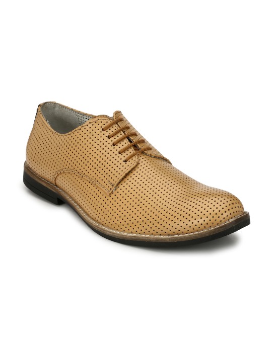 Hi REL's Men Tan Solid Formal Leather Derby 6