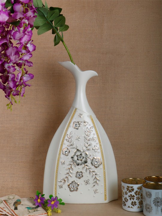 White Textured Ceramic Vase