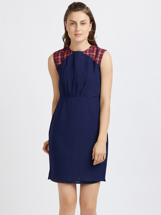 navy blue sheath