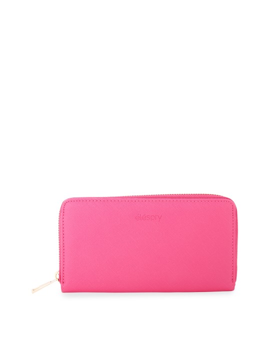 Women Pink Solid Zip Around Wallet