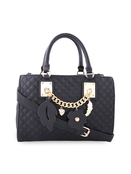 Black Textured Handheld Bag