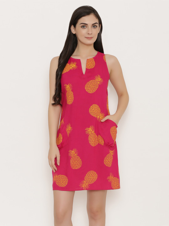 Women Pink Printed A Line Dress Xxl | Desertcart Belize