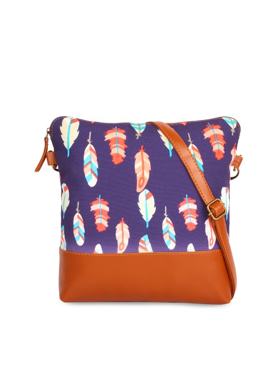 Blue & Brown Printed Sling Bag