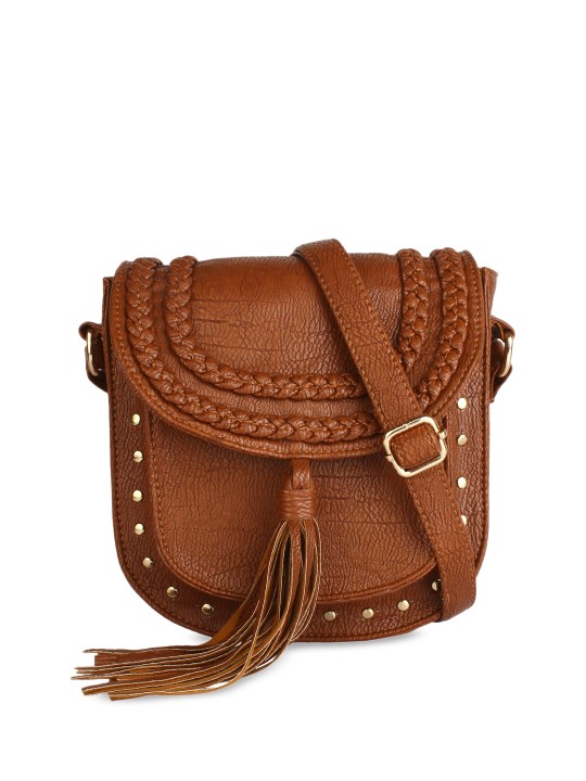 Brown Embellished Sling Bag