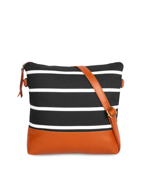 Black & White Striped Sling Bag