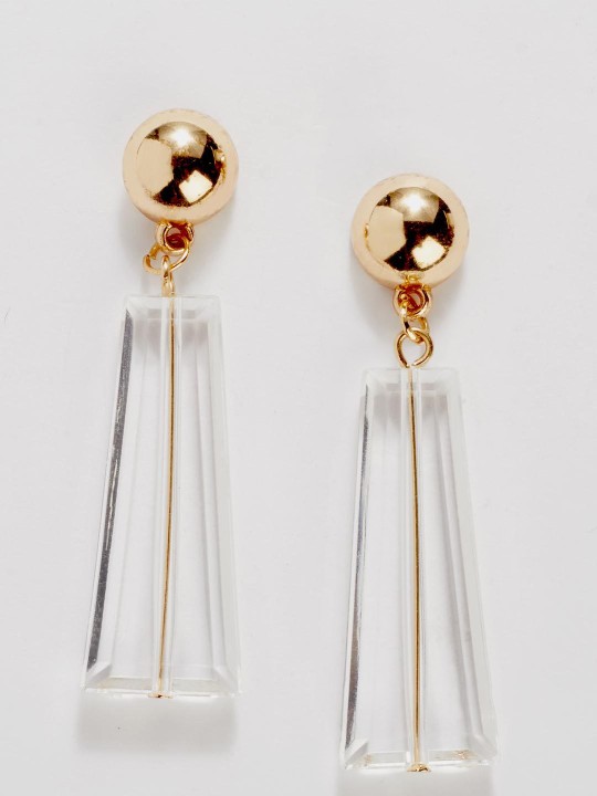 White Contemporary Crystal Drop Earrings