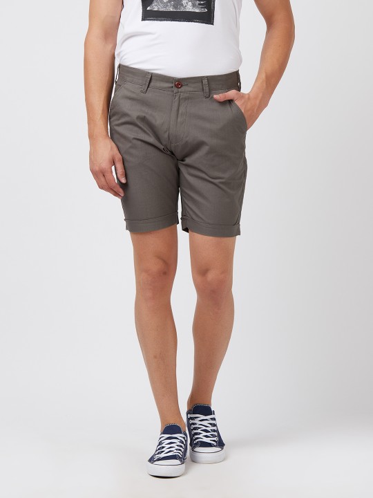 Men Taupe Solid Regular Fit Regular Shorts 28