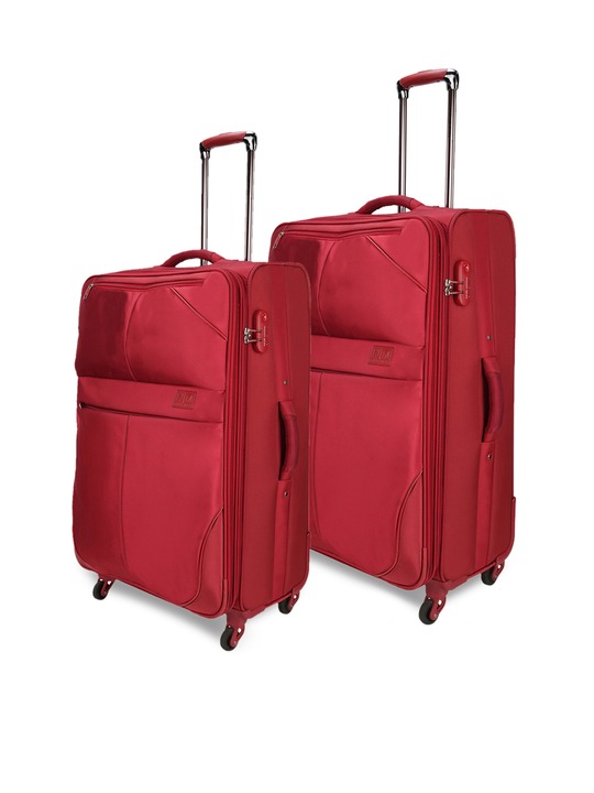 Unisex Pack of 2 Red Trolley Bags