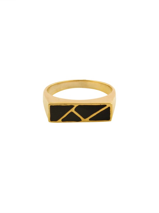 Women Gold-Toned & Black Enamelled Ring