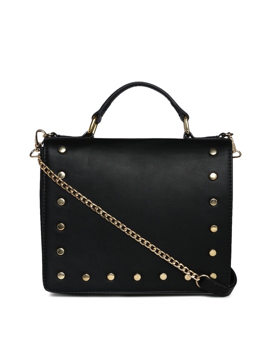 Black & Gold-Toned Embellished Sling Bag